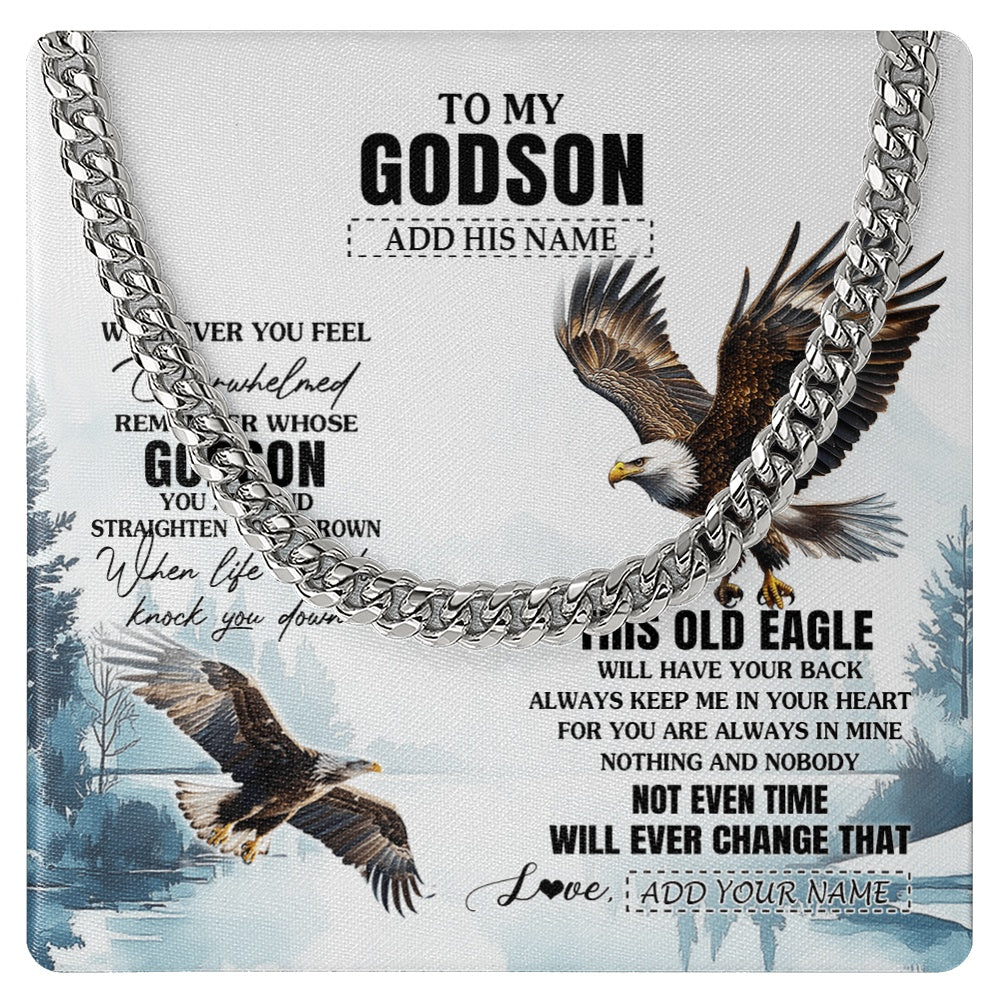 Cuban Link Chain Necklace Stainless Steel | 1 | Personalized To My Godson Gifts Necklace From Godmother Uncle Whenever Eagle Unique Birthday Gifts For Godson Christmas Custom Keepsake Gift Box Message Card | https://teecentury.