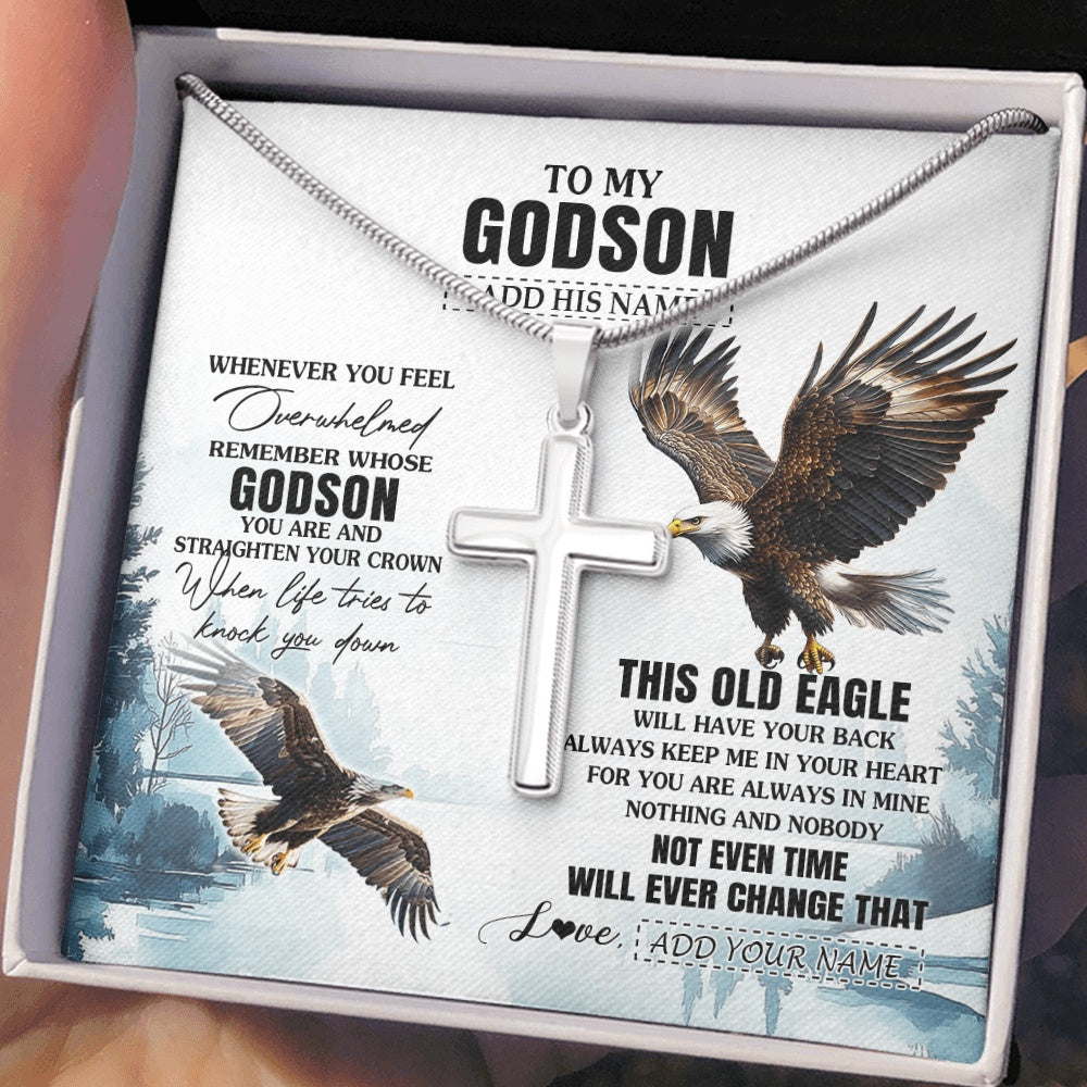 Stainless Cross Necklace Stainless Steel | 2 | Personalized To My Godson Gifts Necklace From Godmother Uncle Whenever Eagle Unique Birthday Gifts For Godson Christmas Custom Keepsake Gift Box Message Card | https://teecentury.
