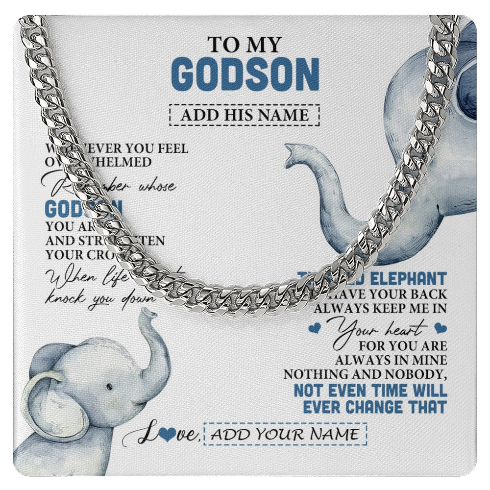 Cuban Link Chain Necklace Stainless Steel | 1 | Personalized To My Godson Gifts Necklace From Godmother Uncle Whenever Elephant Unique Birthday Gifts For Godson Graduation Christmas Gift Box Message Card | teecentury.myshopify
