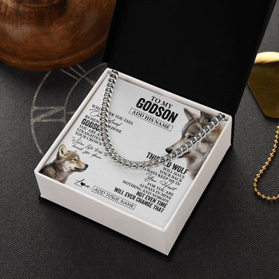 Cuban Link Chain Necklace Stainless Steel | 2 | Personalized To My Godson Gifts Necklace From Godmother Uncle Whenever Wolf Unique Birthday Gifts For Godson Graduation Christmas Custom Gift Box Message Card | https://teecentury.