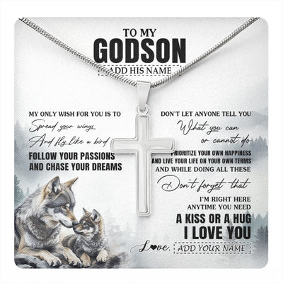 Stainless Cross Necklace Stainless Steel | 1 | Personalized To My Godson Gifts Necklace From Godmother Uncle Wolf My Only Wish For You Godson Birthday Gifts Graduation Christmas Gift Box Message Card | https://teecentury.