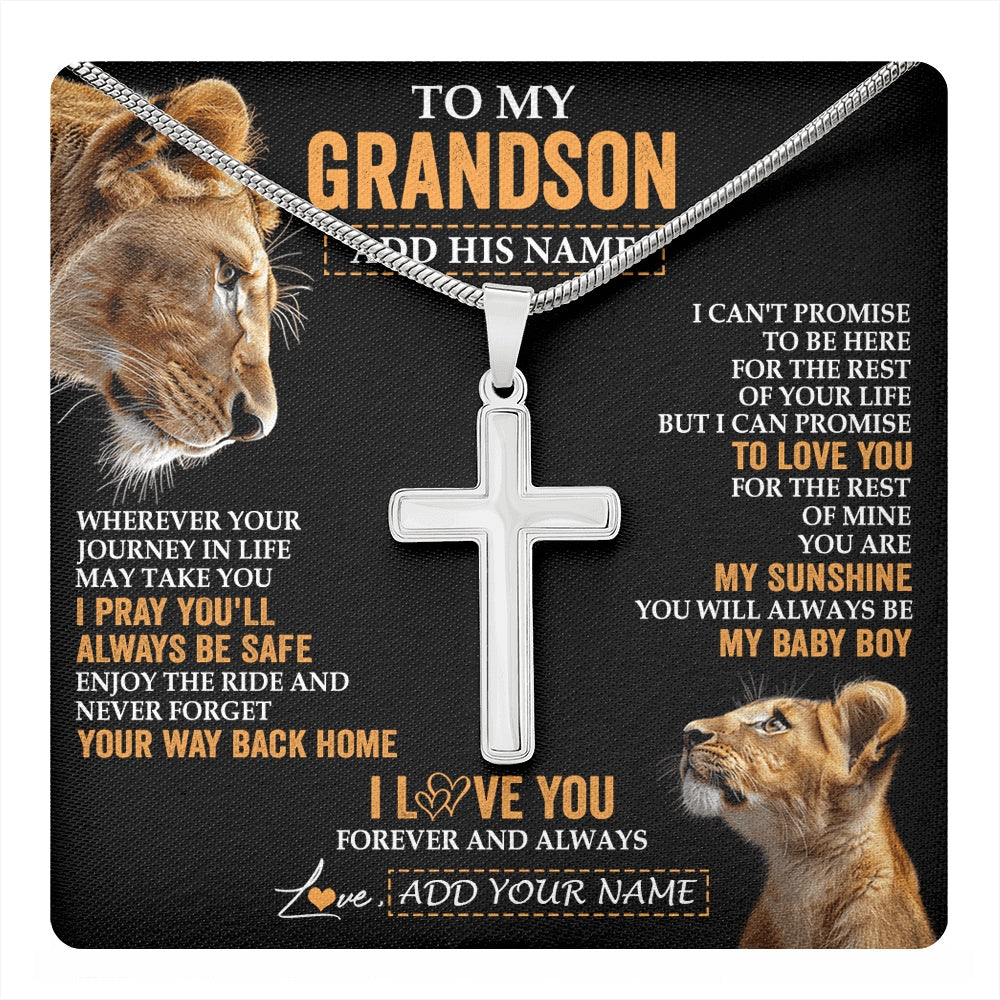 Stainless Cross Necklace Stainless Steel | 1 | Personalized To My Godson Gifts Necklace From Godmother Wherever Your Journey In Life Lion Goddaughter Birthday Gifts Christmas Custom Gift Box Message Card | https://teecentury.