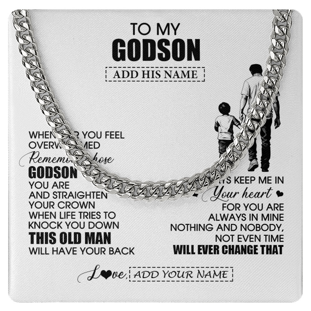 Cuban Link Chain Necklace Stainless Steel | 1 | Personalized To My Godson Gifts Necklace From Uncle Whenever Man Unique Birthday Gifts For Godson Graduation Christmas Customized Gift Box Message Card | teecentury.myshopify