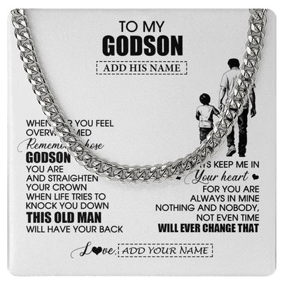 Cuban Link Chain Necklace Stainless Steel | 1 | Personalized To My Godson Gifts Necklace From Uncle Whenever Man Unique Birthday Gifts For Godson Graduation Christmas Customized Gift Box Message Card | teecentury.myshopify