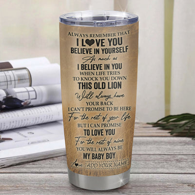 Personalized To My Godson Gifts Tumbler From Godmother Aunt Always Remember Lion Gifts For Godson Birthday Graduation Christmas Custom Stainless Steel Travel Mug | teecentury