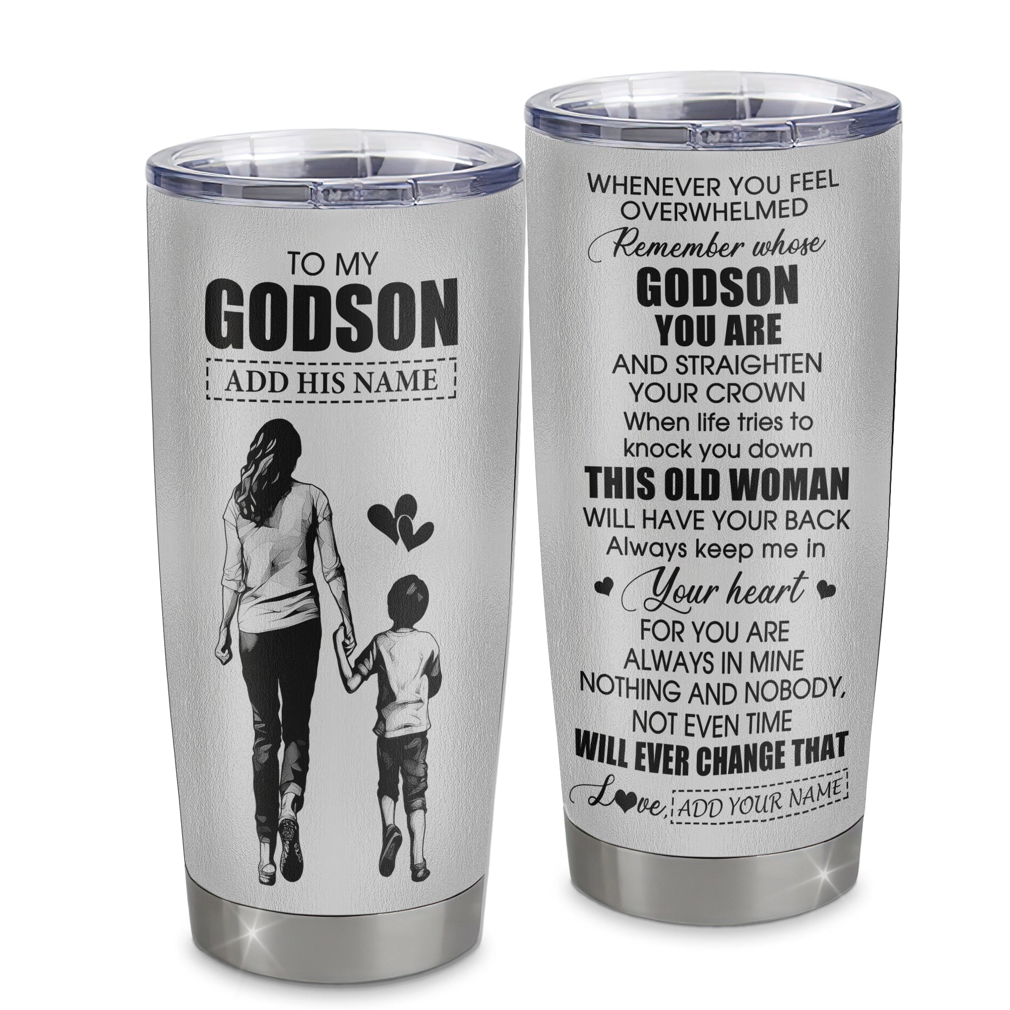 Personalized To My Godson Gifts Tumbler From Godmother Aunt Whenever Woman Unique Birthday Gifts For Godson Graduation Christmas Custom Stainless Steel Cup Travel Mug | teecentury