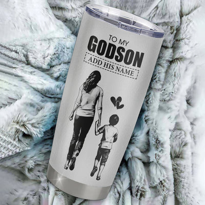 Personalized To My Godson Gifts Tumbler From Godmother Aunt Whenever Woman Unique Birthday Gifts For Godson Graduation Christmas Custom Stainless Steel Cup Travel Mug | teecentury