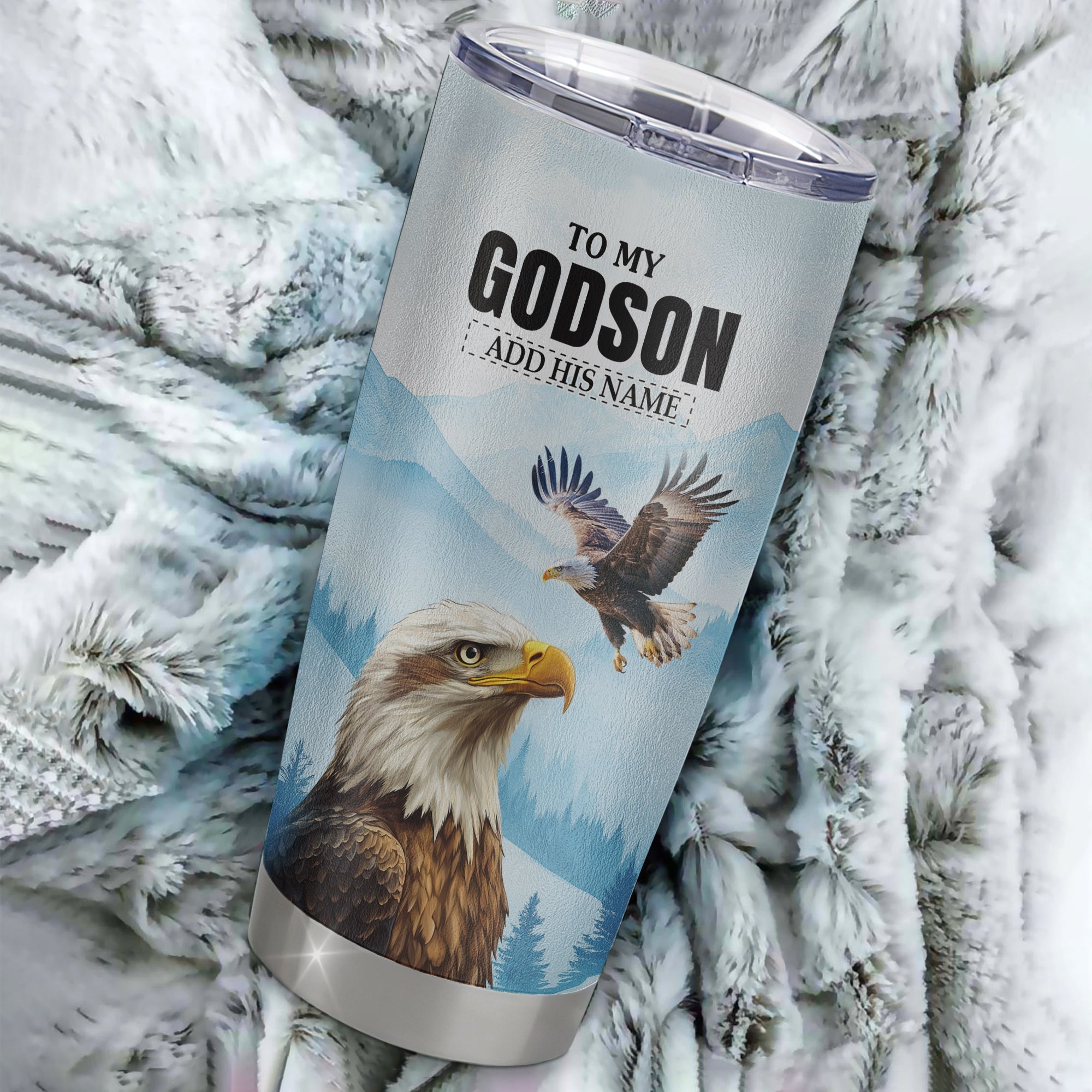 Personalized To My Godson Gifts Tumbler From Godmother Uncle Eagle My Only Wish For You Godson Birthday Gifts Graduation Christmas Custom Stainless Steel Cup Travel Mug | teecentury