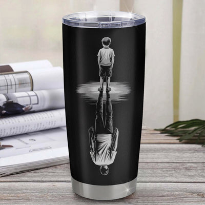 Personalized To My Godson Gifts Tumbler From Godmother Uncle I Wish You The Strength Godson Birthday Gifts Christmas Graduation Custom Stainless Steel Travel Mug | teecentury