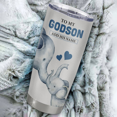 Personalized To My Godson Gifts Tumbler From Godmother Uncle Whenever Elephant Unique Birthday Gifts For Godson Graduation Christmas Custom Stainless Steel Travel Mug | teecentury
