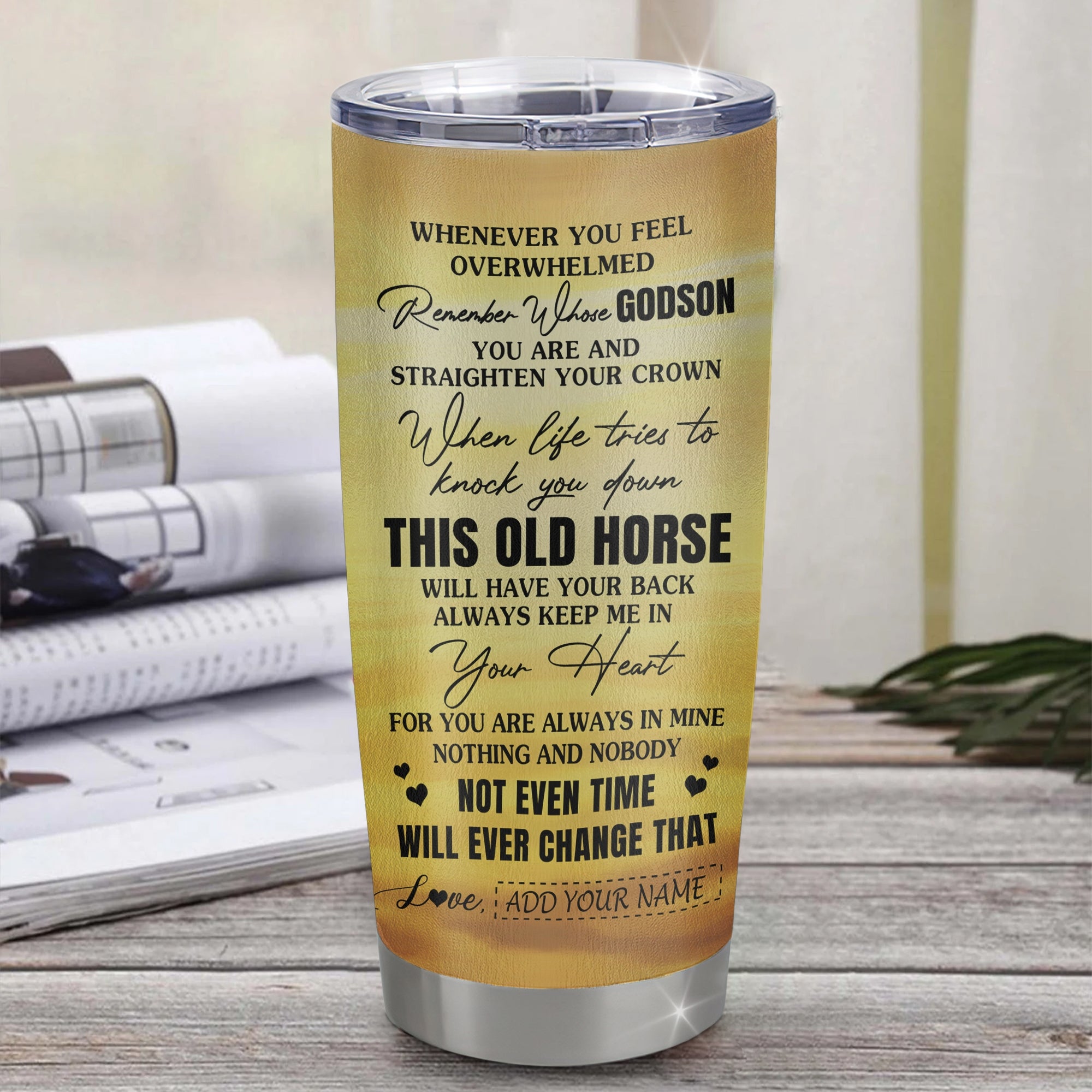 Personalized To My Godson Gifts Tumbler From Godmother Uncle Whenever Horse Unique Birthday Gifts For Godson Graduation Christmas Custom Stainless Steel Cup Travel Mug | teecentury