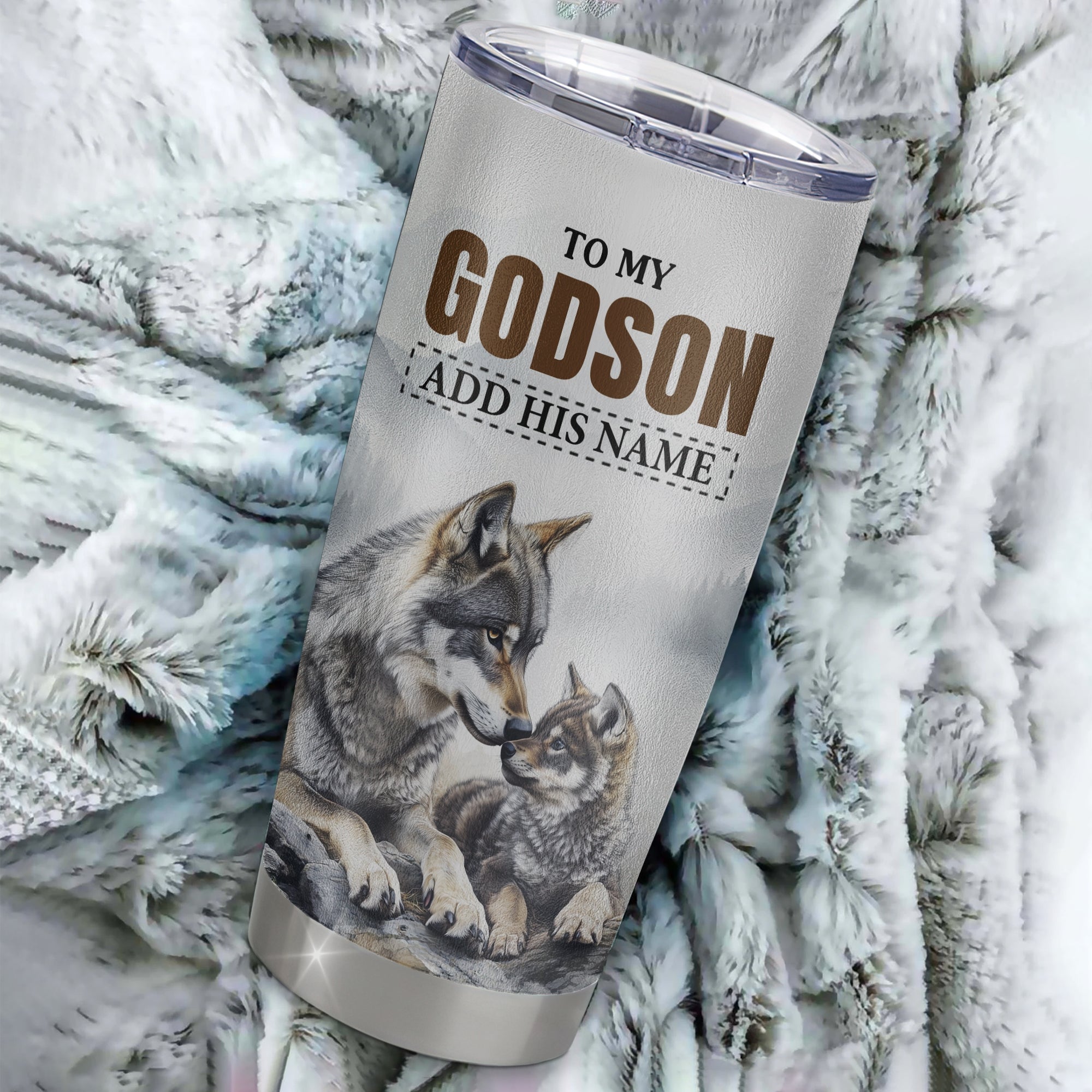 Personalized To My Godson Gifts Tumbler From Godmother Uncle Wolf My Only Wish For You Godson Birthday Gifts Graduation Christmas Customized Stainless Steel Mug | teecentury