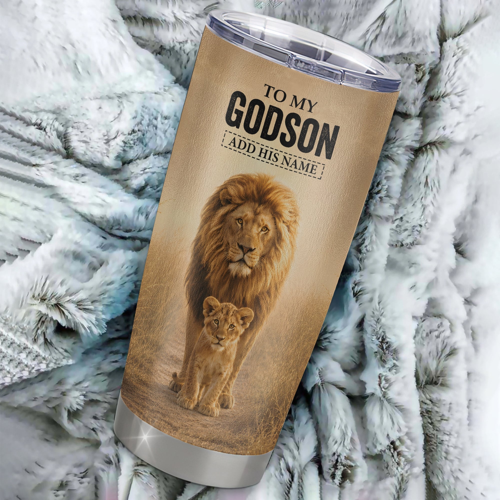 Personalized To My Godson Gifts Tumbler From Uncle Always Remember Lion Gifts For Godson Birthday Graduation Christmas Custom Stainless Steel Travel Mug | teecentury