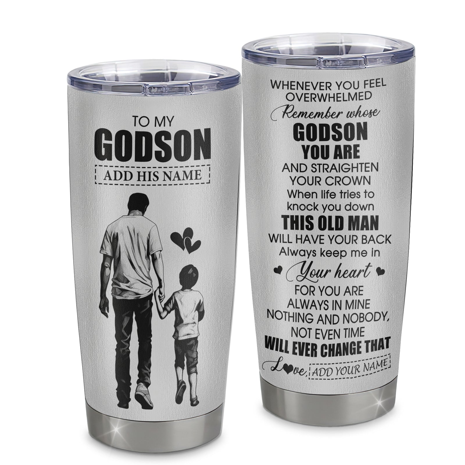 Personalized To My Godson Gifts Tumbler From Uncle Whenever Man Unique Birthday Gifts For Godson Graduation Christmas Custom Stainless Steel Cup Travel Mug | teecentury
