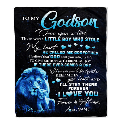 Personalized To My Godson Lion Blanket From Godfather I'll Stay There Forever Godson Birthday Graduation Christmas Customized Bed Quilt Fleece Throw Blanket | teecentury