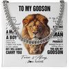 Cuban Link Chain Necklace Stainless Steel | 1 | Personalized To My Godson Lion Necklace From Godfather Uncle I Closed My Eyes Great Godson Birthday Graduation Christmas Customized Gift Box Message Card | teecentury