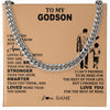 Cuban Link Chain Necklace Stainless Steel | 1 | Personalized To My Godson Necklace From Godfather Promise To Love You Godson Birthday Gifts Graduation Jewelry Christmas Customized Gift Box Message Card | teecentury