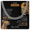 Cuban Link Chain Necklace Stainless Steel | 1 | Personalized To My Godson Necklace From Godfather Uncle You Will Never Lose Lion Godson Birthday Gifts Graduation Christmas Customized Gift Box Message Card | teecentury