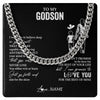 Cuban Link Chain Necklace Stainless Steel | 1 | Personalized To My Godson Necklace You Will Never Lose From Godmother Aunt Godson Birthday Gifts Graduation Christmas Customized Gift Box Message Card | teecentury