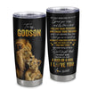Personalized To My Godson Tumbler From Godfather Stainless Steel Cup Lion My Only Wish For You Godchild Birthday Graduation Christmas Travel Mug | teecentury