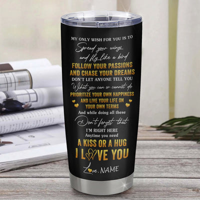 Personalized To My Godson Tumbler From Godfather Stainless Steel Cup Lion My Only Wish For You Godchild Birthday Graduation Christmas Travel Mug | teecentury
