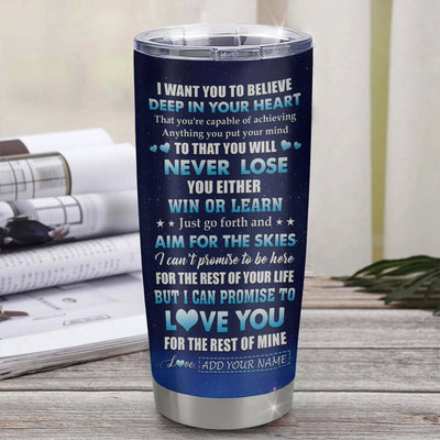Personalized To My Godson Tumbler From Godmother Aunt Believe Your Heart Godson Gift Birthday Graduation Christmas Custom Stainless Steel Cup Travel Mug | teecentury