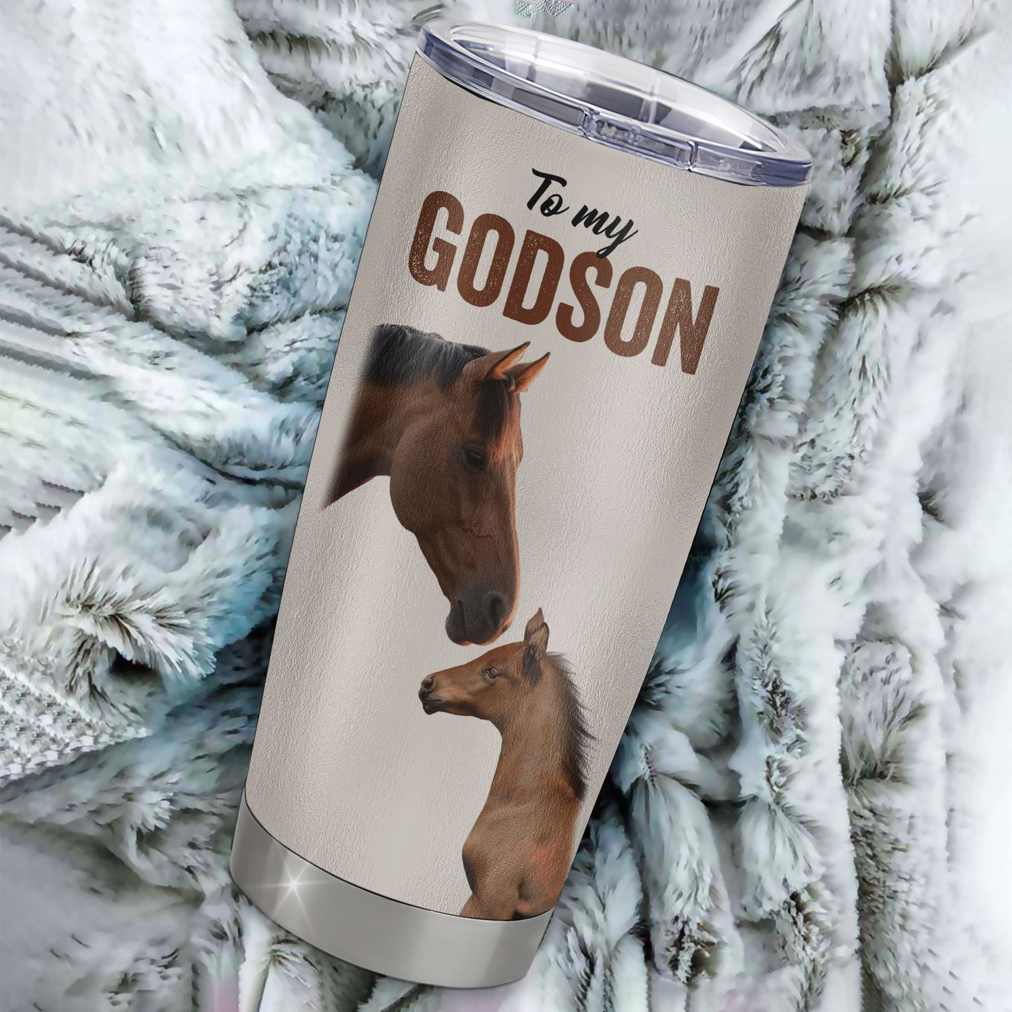 Personalized To My Godson Tumbler From Godmother Aunt Uncle Stainless Steel Cup This Old Horse Love You Godchild Birthday Graduation Christmas Travel Mug | teecentury