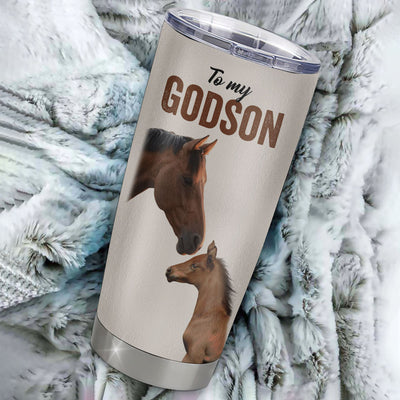 Personalized To My Godson Tumbler From Godmother Aunt Uncle Stainless Steel Cup This Old Horse Love You Godchild Birthday Graduation Christmas Travel Mug | teecentury