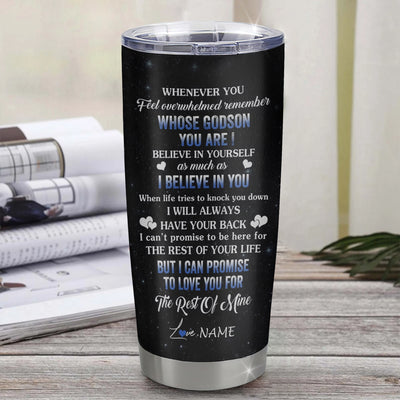 Personalized To My Godson Tumbler From Godmother Aunt Uncle Stainless Steel Cup Whenever You Feel Wolf Godson Birthday Gifts Graduation Christmas Custom Travel Mug | teecentury