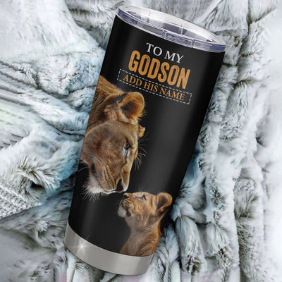 Personalized To My Godson Tumbler From Godmother Aunt You Will Never Lose Lion Godson Birthday Gifts Graduation Christmas Custom Stainless Steel Cup Travel Mug | teecentury