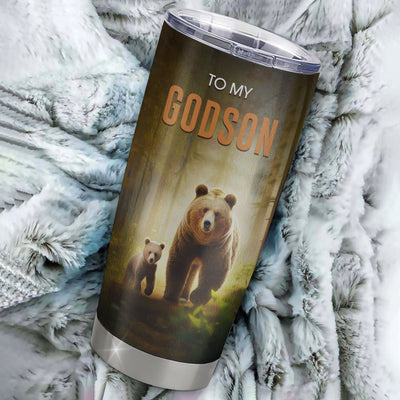 Personalized To My Godson Tumbler From Godmother Godfather Stainless Steel Cup Whenever You Feel Bear Godson Birthday Gifts Graduation Christmas Custom Travel Mug | teecentury
