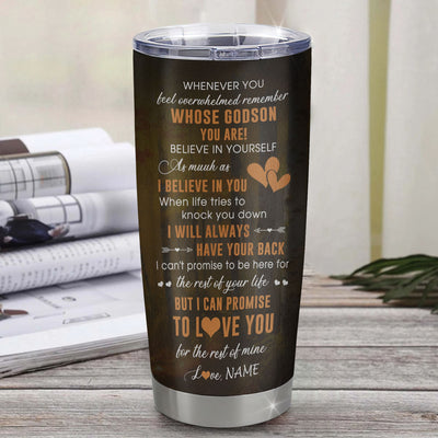 Personalized To My Godson Tumbler From Godmother Godfather Stainless Steel Cup Whenever You Feel Bear Godson Birthday Gifts Graduation Christmas Custom Travel Mug | teecentury