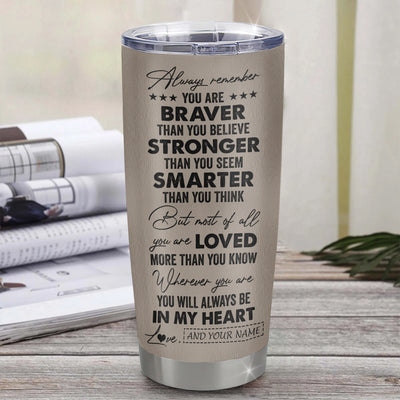 Personalized To My Godson Tumbler From Godmother Godfather Wolf Braver Stronger Smarter Godson Birthday Graduation Christmas Custom Stainless Steel Cup Travel Mug | teecentury