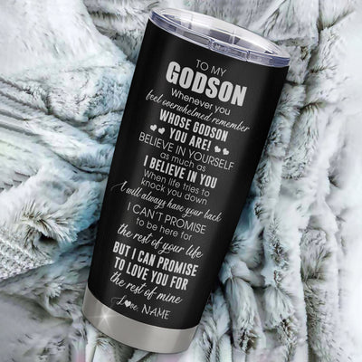Personalized To My Godson Tumbler From Godmother Stainless Steel Cup Whenever You Feel Overwhelmed Godson Birthday Graduation Christmas Travel Mug | teecentury