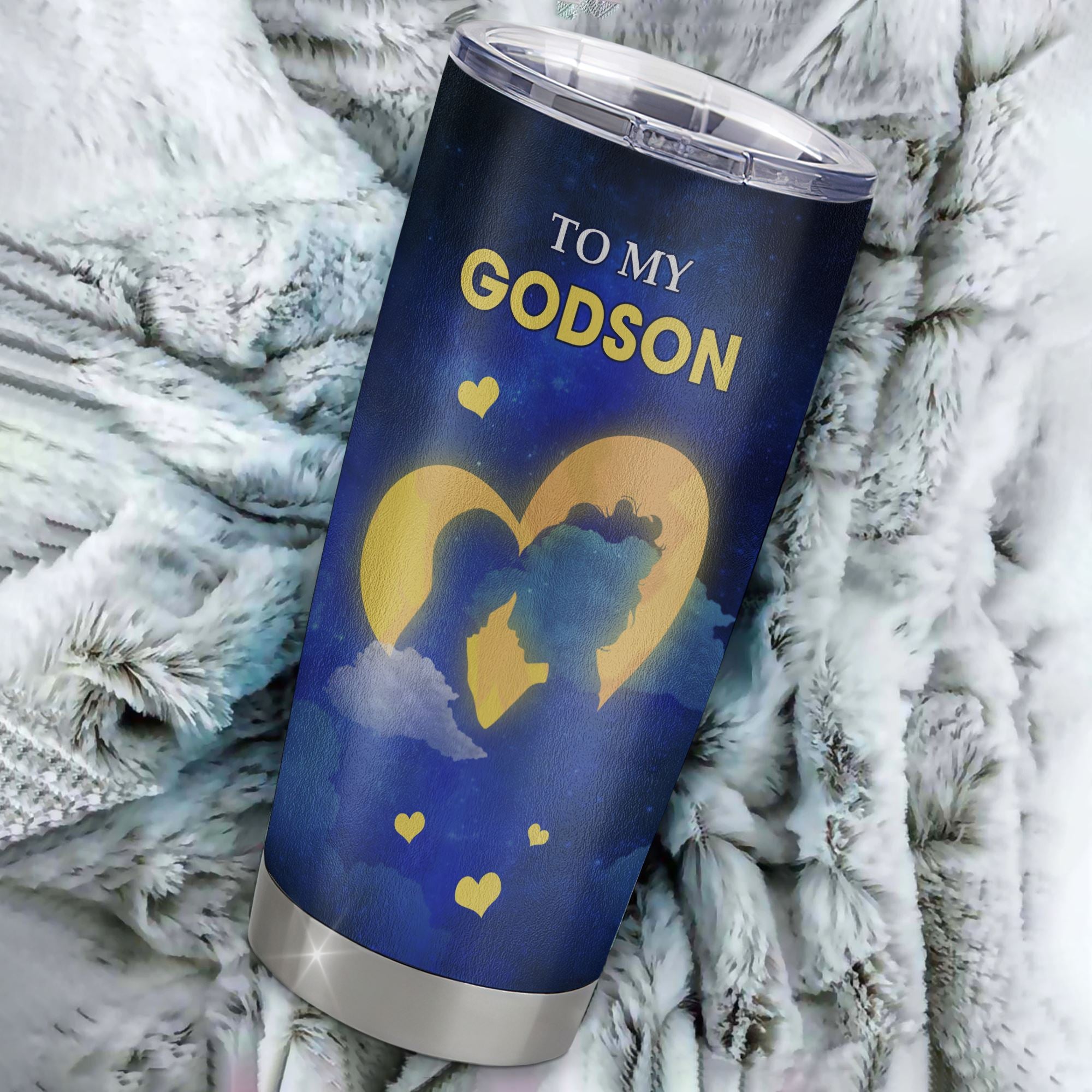 Personalized To My Godson Tumbler From Godmother Stainless Steel Cup Wherever Your Journey Godson Birthday Gifts Graduation Christmas Custom Travel Mug | teecentury