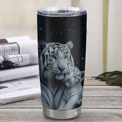 Personalized To My Godson Tumbler From Godmother Uncle Aunt Stainless Steel Cup Never Forget I Love You White Tiger Godson Birthday Christmas Travel Mug | teecentury