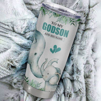 Personalized To My Godson Tumbler From Godmother Uncle You Will Never Lose Elephant Godson Birthday Gifts Graduation Christmas Custom Stainless Steel Cup Travel Mug | teecentury