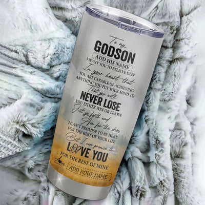 Personalized To My Godson Tumbler From Godmother Uncle You Will Never Lose Horse Godson Birthday Gifts Graduation Christmas Custom Stainless Steel Cup Travel Mug | teecentury