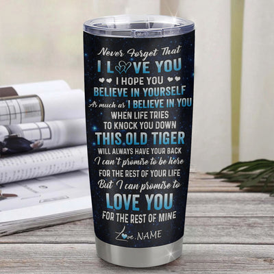 Personalized To My Godson Tumbler Gift From Godmother Aunt Stainless Steel Cup This Old Tiger Love You Godson Birthday Graduation Christmas Custom Travel Mug | teecentury