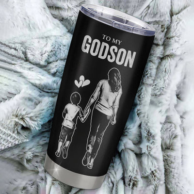 Personalized To My Godson Tumbler Stainless Steel Cup I Love You Forever From Godmother Aunt Godson Birthday Gifts Christmas Thanksgiving Graduation Custom Travel Mug | teecentury