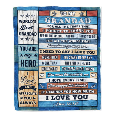 Personalized To My Grandad Blanket From Grandchildren Grandkids Wood Best Gifts For Great Grandad Birthday Fathers Day Christmas Customized Fleece Blanket | teecentury