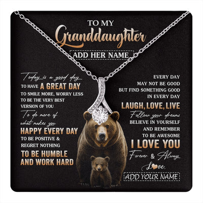 Alluring Beauty Necklace 14K White Gold Finish | 1 | Personalized To My Granddaughter Bear Necklace From Grandma Grandpa Every Day Laugh Love Live Granddaughter Birthday Gifts Christmas Gift Box Message Card | https://teecentury.
