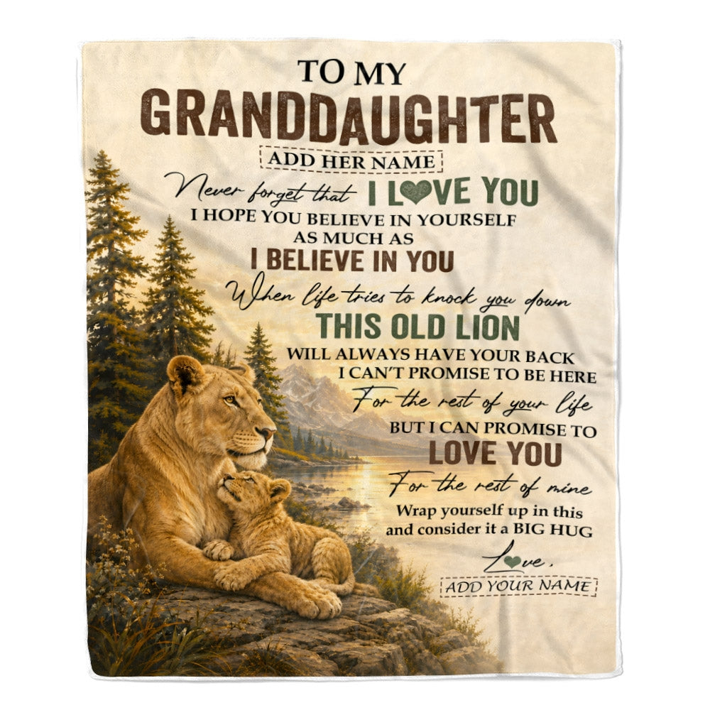 Personalized To My Granddaughter Birthday Gifts From Grandma This Old Lion Blanket Granddaughter Gifts Graduation Christmas Gift Ideas Women Fleece Blanket | teecentury