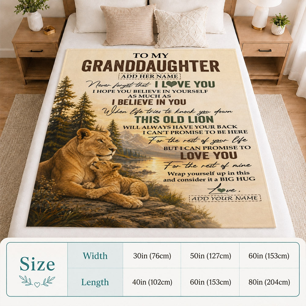 Personalized To My Granddaughter Birthday Gifts From Grandma This Old Lion Blanket Granddaughter Gifts Graduation Christmas Gift Ideas Women Fleece Blanket | teecentury