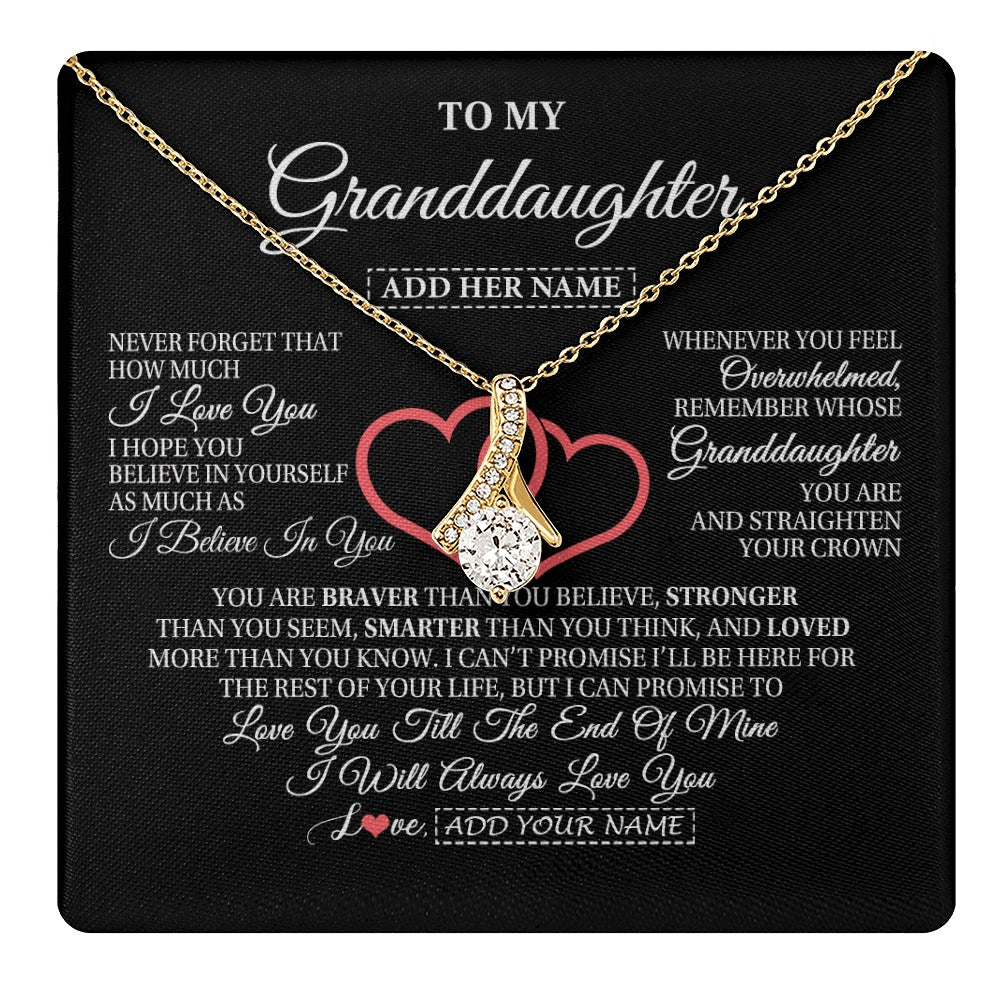 Alluring Beauty Necklace 18K Yellow Gold Finish | 1 | Personalized To My Granddaughter Birthday Gifts From Granparents Always Love You Granddaughter Gifts Necklace Jewelry Christmas Custom Gift Box Message Card | teecentury.myshopify