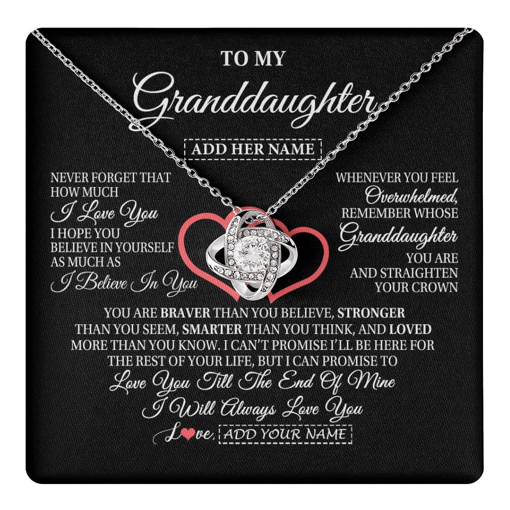Love Knot Necklace 14K White Gold Finish | 1 | Personalized To My Granddaughter Birthday Gifts From Granparents Always Love You Granddaughter Gifts Necklace Jewelry Christmas Custom Gift Box Message Card | teecentury.myshopify