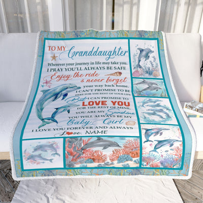 Personalized To My Granddaughter Blanket Dolphin from Grandma Grandpa Mom My Sunshine Baby Girl Granddaughter Birthday Christmas Bed Fleece Throw Blanket Blanket | Teecentury.com