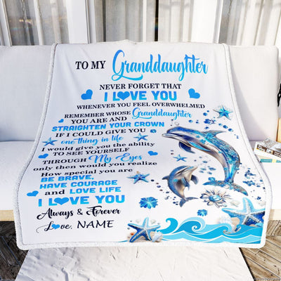 Personalized To My Granddaughter Blanket Dophin Never Forget I Love You Granddaughter Birthday Graduation Christmas Customized Gift Fleece Throw Blanket | teecentury