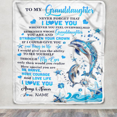 Personalized To My Granddaughter Blanket Dophin Never Forget I Love You Granddaughter Birthday Graduation Christmas Customized Gift Fleece Throw Blanket | teecentury