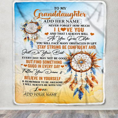 Personalized To My Granddaughter Blanket Dream Catcher I Love You Forever From Grandma Grandpa Nana Birthday Gifts Christmas Graduation Custom Fleece Blanket | teecentury